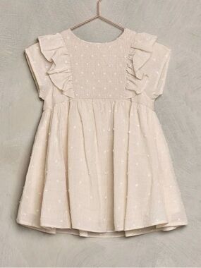 Noralee Blythe dress girls 2 natural smocked Swiss dot gauzy ruffled dress